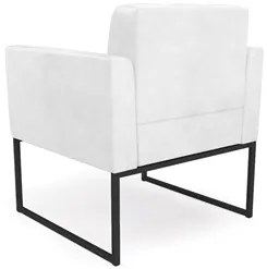 Poltrona Base Industrial Preto Kit 2 Ana Sintético PU Branco - Ibiza