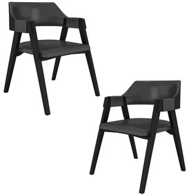 Kit 2 Cadeiras Sala de Jantar e Jogos Carteados Madeira Maciça Poker PU Grafite/Preto G42 - Gran Belo