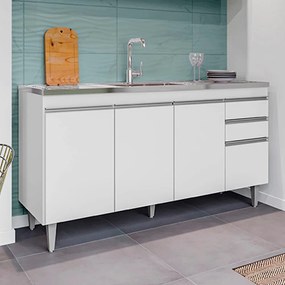 Balcão de Cozinha para Pia Dodoma MDP/BP Branco G96 - Gran Belo