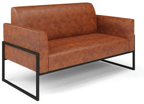 Sofá 2 Lugares Namoradeira Marisa Industrial Alta Preto Sintético Pu D03 - D'Rossi - Nozes