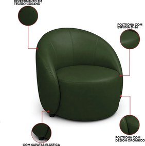 Poltrona Decorativa Orgânica Kit 2 Lua Sintético PU D03 - D'Rossi - Verde