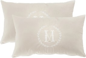 Jogo de 2 Almofadas Monograma Delicata Bordado Off White