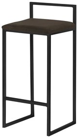 Banqueta Decorativa Jasmine Base Preto Suede Marrom G41 - Gran Belo