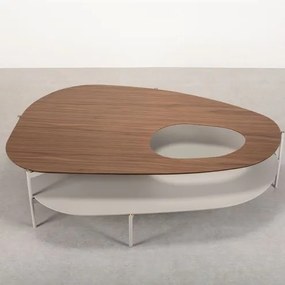 Mesa Centro Tymber Lâmina Nogueira e Laca Aluminium - 78370 Sun House