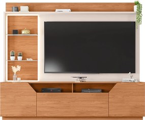 Estante TV 65 Pol 240cm Sala de Estar Samanta Freijó/Off White C01 - D'Rossi
