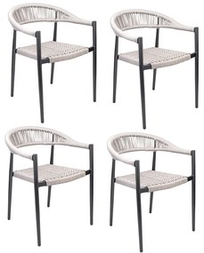 Kit 4 Cadeiras Área Externa de Alumínio Carmy com Corda Naútica Grafite/Amêndoa G56 - Gran Belo