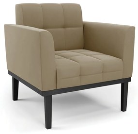 Poltrona Decorativa Karen Pés Fixo em Madeira Preto Suede Nude G19 - Gran Belo