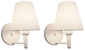 Kit/2 Arandela Cone Md-2004 Base Branco Cúpula em Tecido 14/14x07cm Branco Tela - Bivolt
