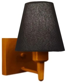 Arandela Quadrada Md-2034 Cobre Cúpula em Tecido Cone Preta - Bivolt