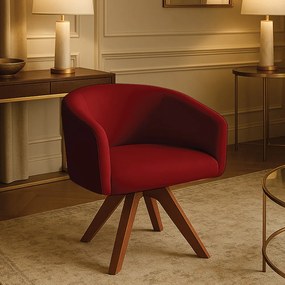 Poltrona Sala Base Giratória Madeira Arielle Veludo D03 - D'Rossi - Marsala