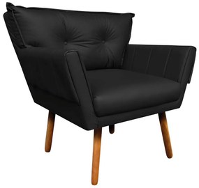 Kit 02 Poltronas Anitta Corino Pes Palito Castanho D03 - D'Rossi - Preto