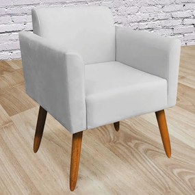 Kit 02 Poltronas Decorativas Isabella Pés Palito Madeira Suede Cinza G19 - Gran Belo