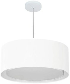 Lustre Pendente Cilíndrico Duplo Md-4294 Cúpula em Tecido 50x25cm Branco - Bivolt