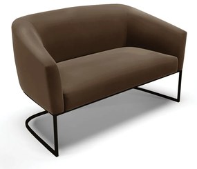 Sofá Namoradeira e Poltrona Base Industrial Preto Stella Suede D03 - D'Rossi - Marrom