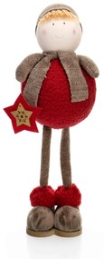 Boneco de Natal Menino em Pé Vermelho e Marrom 40x15 cm - D'Rossi
