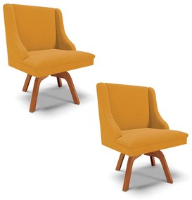 Cadeira Sala de Jantar Giratória MM35 kit 2 Liz Bouclê D03 - D'Rossi - Mostarda