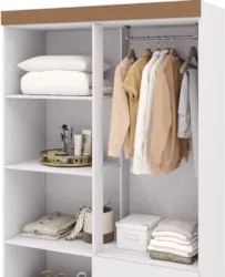 Guarda Roupa Solteiro 103cm Com Espelho Mayra Flex Branco V02 - Mpozen