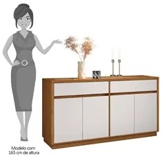 Balcão Aparador Buffet 4 Portas 2 Gavetas 100% MDF Anne N02 Ypê/Off Wh