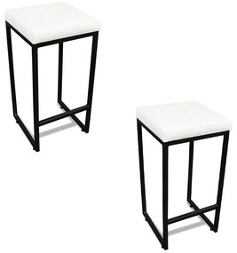 Banqueta Alta para Cozinha Industrial Kit 2 Nick Preto e Sintético D03 - D'Rossi - Branco