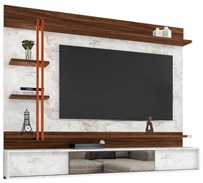 Painel de TV Home Suspenso 200cm Ágata Atenna/Imbuia - Vizzato - Branco