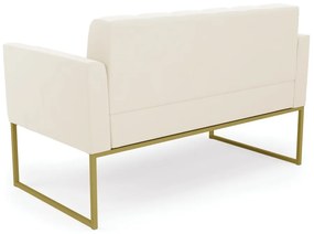 Sofá Namoradeira Elisa Veludo Bege Base Metálica Industrial Dourado - D'Rossi