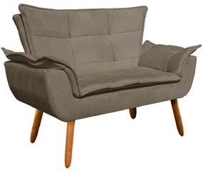 Poltrona Namoradeira Pés Palito Charger Suede Nude G19 - Gran Belo