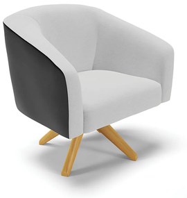 Poltrona Decorativa Giratória MA30 Kit 2 Stella Preto/Linho Cinza D03 - D'Rossi