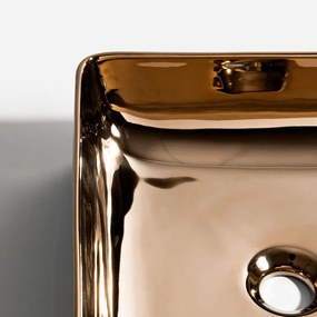 Cuba de Louça Apoio Quadrada 36 cm (Pienza Rosé Gold Metálica)
