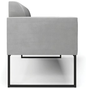 Sofá Namoradeira Base Industrial Preto Marisa Suede D03 - D'Rossi - Cinza