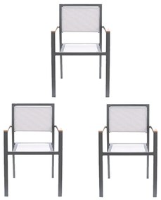 Kit 3 Cadeiras Área Externa com Tela Mesh Mangue de Alumínio Amêndoa/Bege G56 - Gran Belo