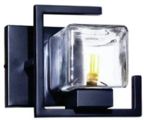 Arandela Vidro Quadrado 18X18X18Cm Metal E Vidro Cubo 01Xg9 |Old Artis... (CHAMPANHE, FOSCO (BRANCO))