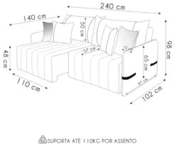Sofá Cama Retrátil 240cm Essence D05 Linho Cru/Camel - Mpozenato