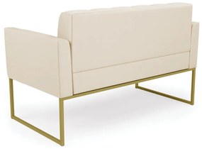 Sofá Namoradeira Elisa Corino Base Metálica Industrial Dourado - D'Rossi - Bege