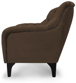 Poltrona Decorativa Roma Botonê Pés Madeira Veludo Marrom - Sheep Estofados - Marrom