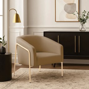 Poltrona Sala Industrial Alta Champanhe Stella Suede D03 - D'Rossi - Marrom Rato