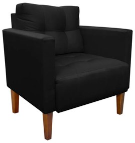 Kit 1 Sofá Namoradeira e 2 Poltronas Livia Suede Preto Pés Chanfrado Castanho - D'Rossi