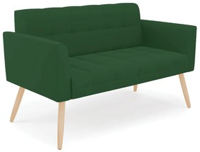 Sofá Namoradeira Elisa Veludo Pés Palito Natural - D'Rossi - Verde