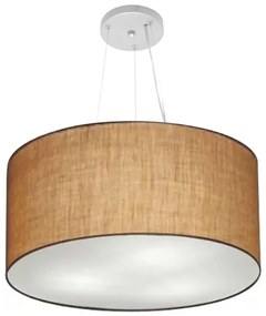 Lustre Pendente Cilíndrico Md-4192 Cúpula em Tecido 55x30cm Palha - Bivolt
