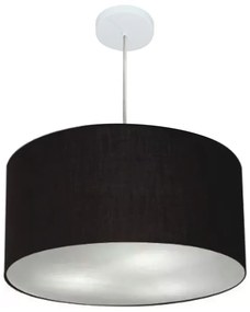 Lustre Pendente Cilíndrico Md-4245 Cúpula em Tecido 50x30cm Preto - Bivolt