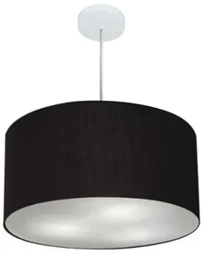Lustre Pendente Cilíndrico Md-4245 Cúpula em Tecido 50x30cm Preto - Bivolt