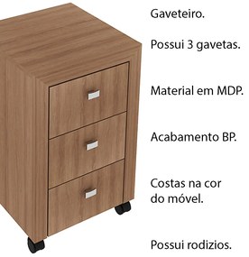Gaveteiro para Escritório Home Office ME4108 MDP Amendoa G69 - Gran Belo