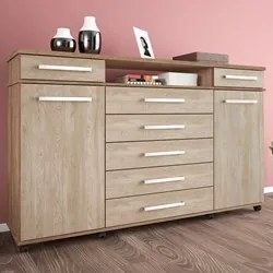 Cômoda Para Quarto 2 Portas 7 Gavetas London D02 Nogal/Vanilla Touch -