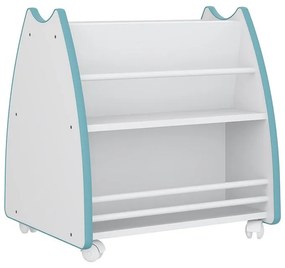 Biblioteca Porta Livros Infantil Abraço De Mãe 4 Rodízios - Branco/azul
