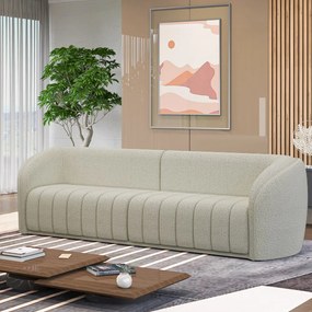 Sofá Decorativo Sala de Estar 252cm Adam 3 Lugares Boucle Off White G45 - Gran Belo