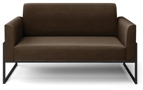 Sofá Namoradeira Base Industrial Alta Preto Marisa Suede D03 - D'Rossi - Marrom
