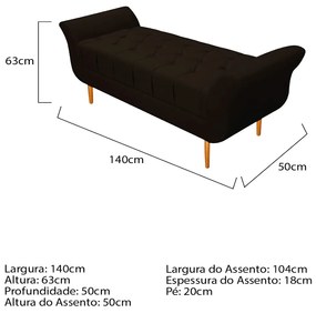 Recamier Estofado Ari 140 cm Casal Corano Marrom - ADJ Decor