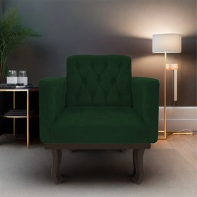 Poltrona Classic Pés Luís XV Suede Verde - ADJ Decor