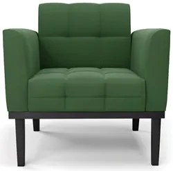 Poltrona Decorativa Base Madeira Preto Ana Suede Verde - Ibiza