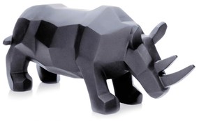 Escultura Decorativa Rinoceronte em Resina Cinza 15,5x31 cm - D'Rossi