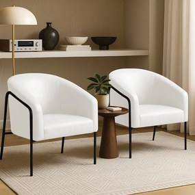 Poltrona Sala Industrial Alta Preto Kit 2 Stella Sintético PU D03 - D'Rossi - Branco